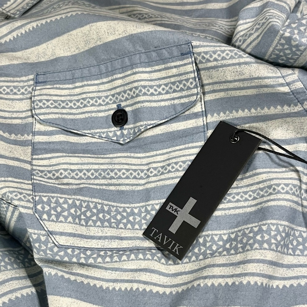 Tavik Light Blue Patterned Button Down Shirt NWT - image 4